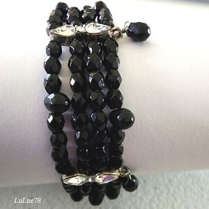 Black Beaded Stretch Bracelet